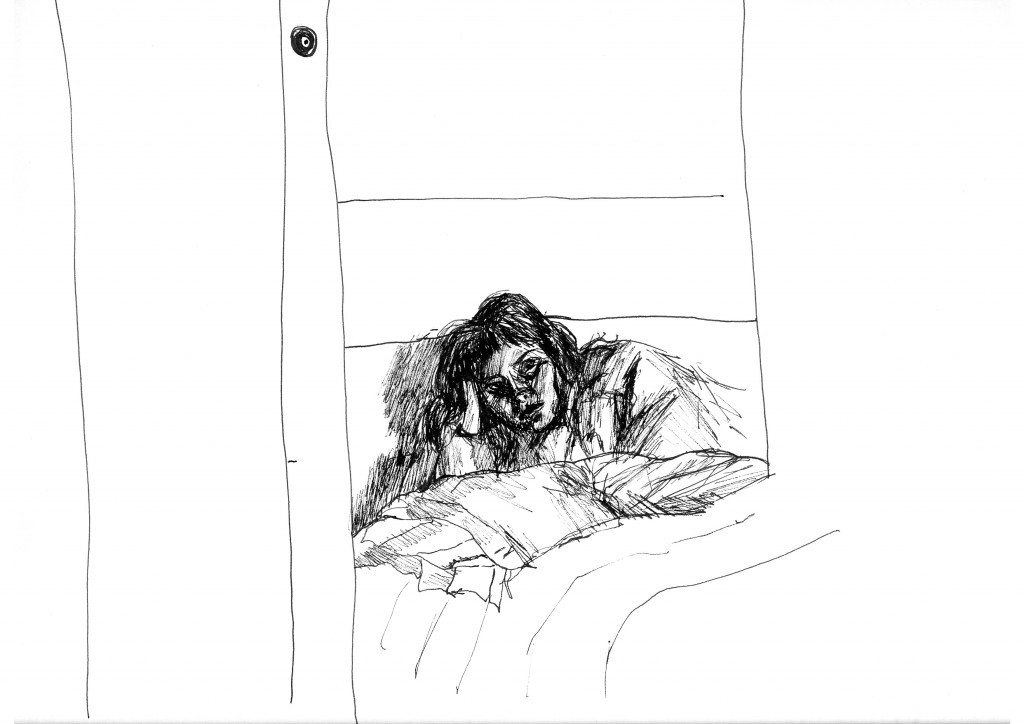 Bed, Gel pen on A3 cartridge paper, 2016